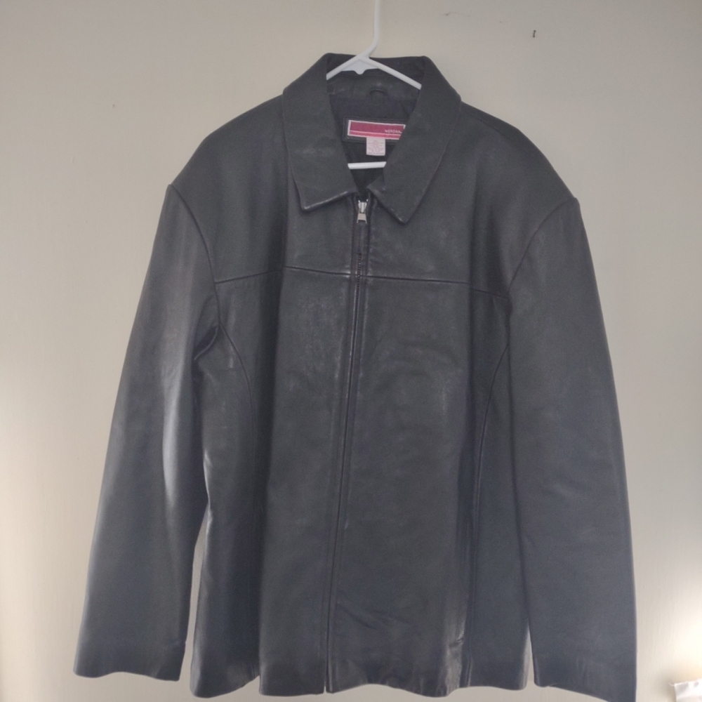 Vintage Merona Men’s Leather Jacket XL Preppy Classic‎ Motorcycle 90s Grunge